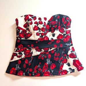 WHBM Romantic Roses Bustier Corset Strapless Top